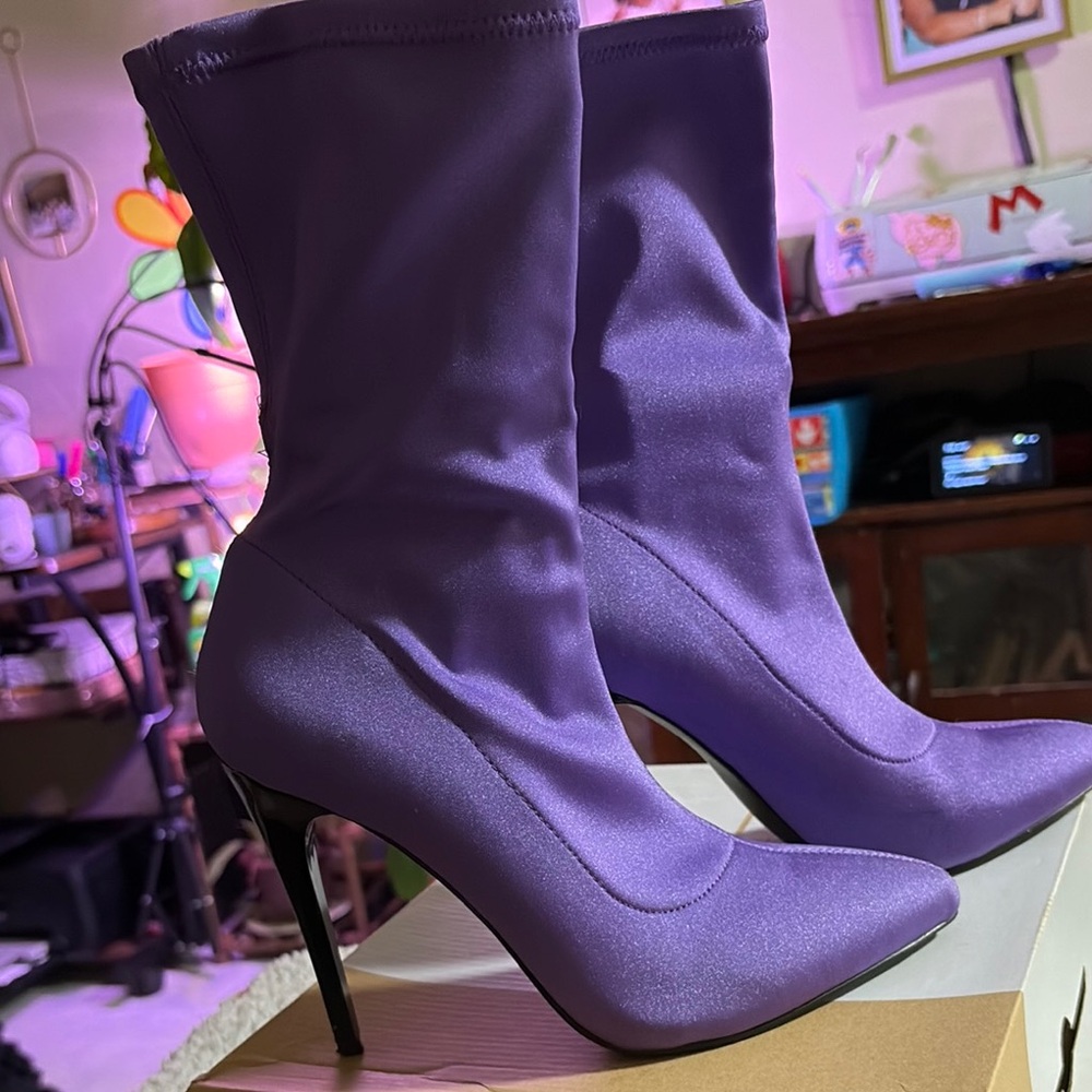 Elegant Purple Sock Boots